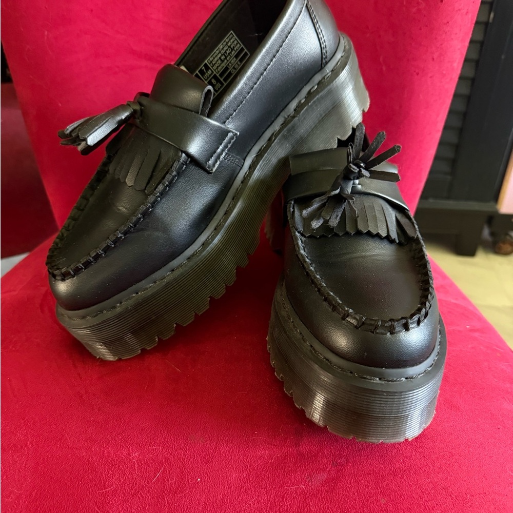Dr. Martens Black Platform Loafers with Tassels